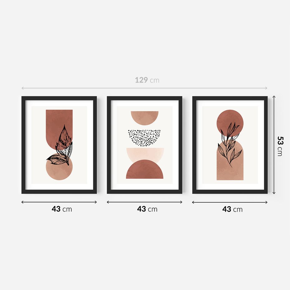 Zestaw obrazy w ramie 40x50 galeria - Roślinne, nowoczesne, geometryczne - rama czarna