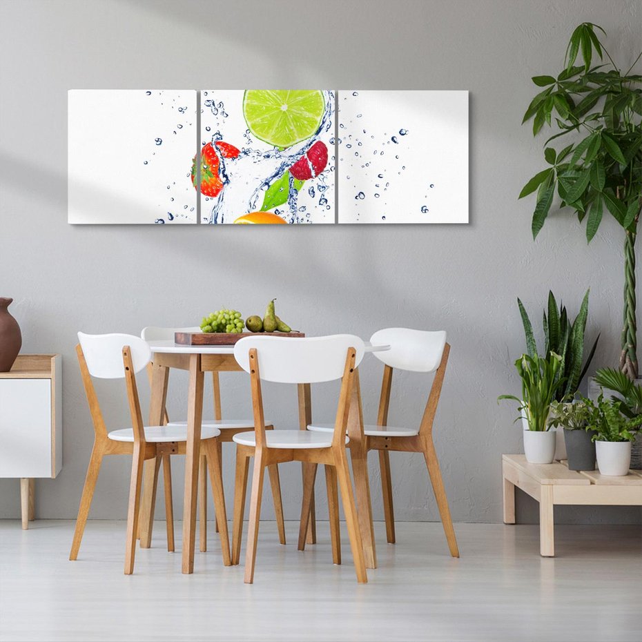 Obraz na płótnie 90x30 - Kulinarne Inspiracje - owoce, woda