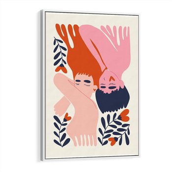 Obraz w ramie 50x70 - Miłość w Dwóch Sercach - miłość, para zakochanych - rama biała