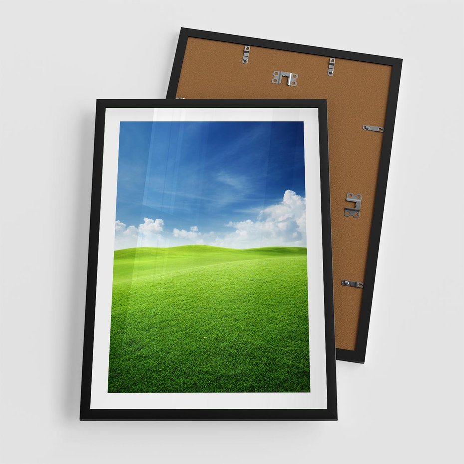 Plakat w ramie 50x70 - Łąka pod Niebem - łąka, niebo - rama czarna