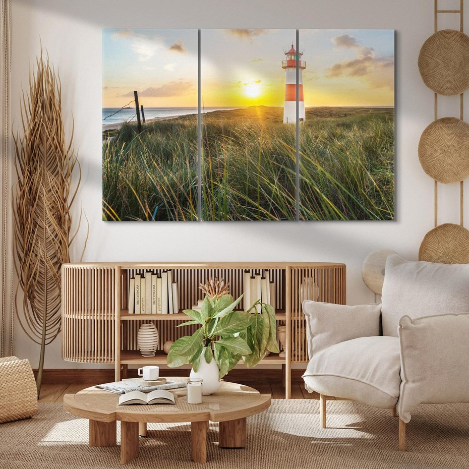 Obraz na płótnie 120x80 - Magia latarni przy zachodzie - latarnia, zachód