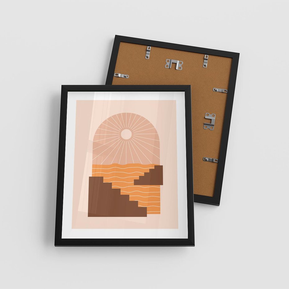 Plakat w ramie 40x50 - Słoneczne Inspiracje w Stylu Boho - boho grafika, słońce - rama czarna