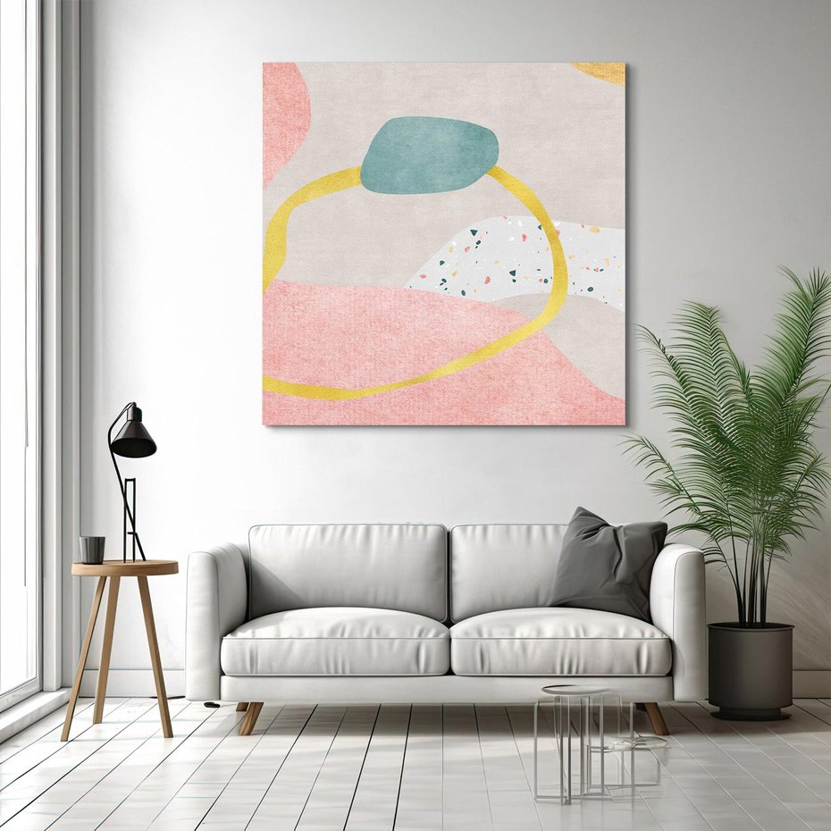 Obraz na płótnie 30x30 - Ekspresja w ruchu pędzla - abstrakcja, połączenie kształtów