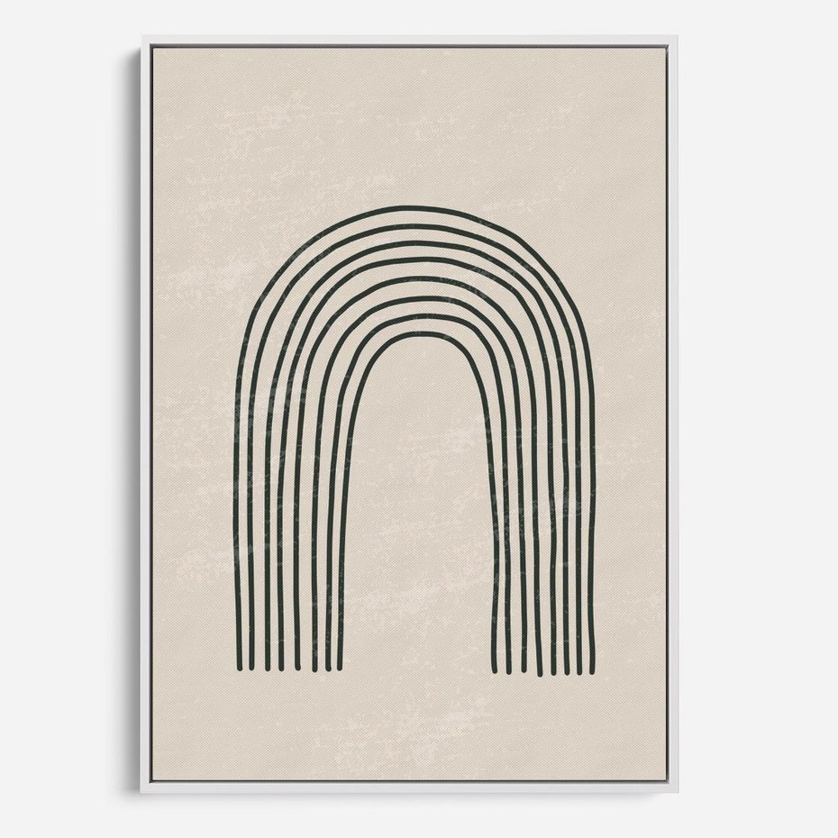 Obraz w ramie 50x70 - Intrygujące Zagięcia - boho plakat, czarna tęcza - rama biała