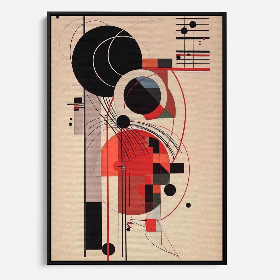 Obraz w ramie 50x70 - Rozbijające Granice Dźwięku - modernistyczny obraz, styl bauhaus - rama czarna