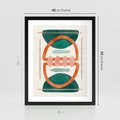 Plakat w ramie 40x50 - Oryginalny obraz abstrakcyjny w nowoczesnym stylu. Geometryczne akwarelowe kształty w intensywnych odcieniach zieleni i pomarańczu. Doskonała dekoracja dla miłośników sztuki. - abstrakcyjny obraz, sztuka nowoczesna - rama czarna