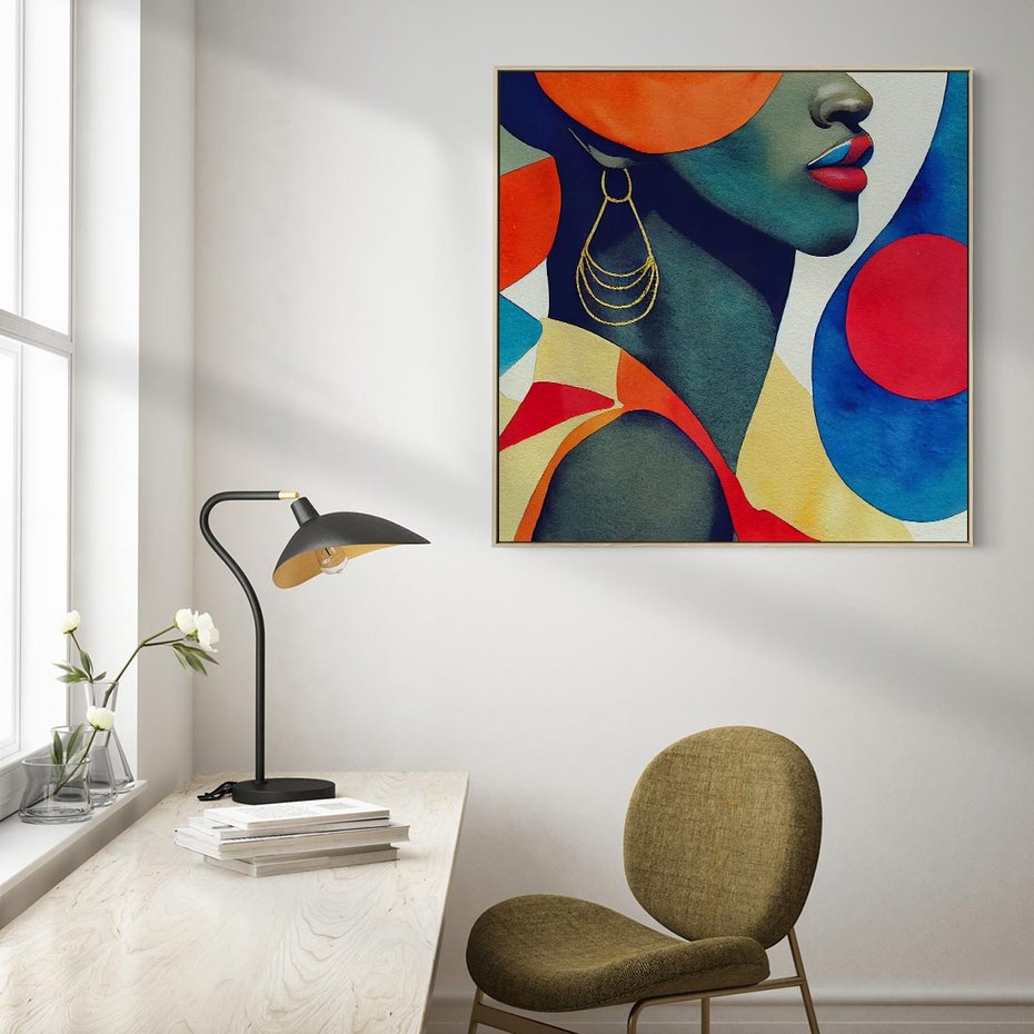 Obraz w ramie 50x50 - Kolory Kobiety - mural, abstrakcja - rama drewno