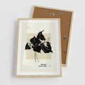 Plakat w ramie 50x70 - Ekspresja w szkicowanych kształtach - kwiaty, typografia - rama drewno