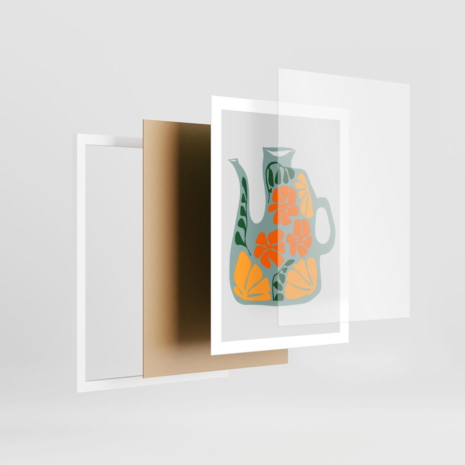 Plakat w ramie 50x70 - Kolorystyczna Ekspresja - czajnik, abstrakcja - rama biała