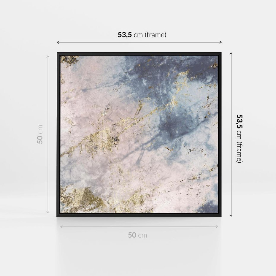 Obraz w ramie 50x50 - Luksusowa Dekoracja - marmur, złoto - rama czarna