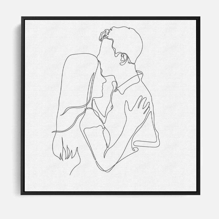 Obraz w ramie 50x50 - Bezgraniczne Przenikanie - para zakochanych, kobieta i mężczyzna - rama czarna