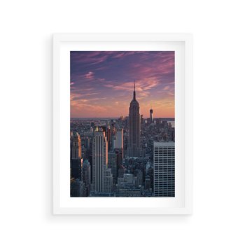 Plakat w ramie 40x50 - Nowy Jork - Błyskawice Manhattanu - Nowy Jork, Manhattan - rama biała