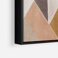 Obraz w ramie 100x70 - Odblaski niespełnionych marzeń - kompozycja z trójkątów, mix kolorów ziemi - rama czarna