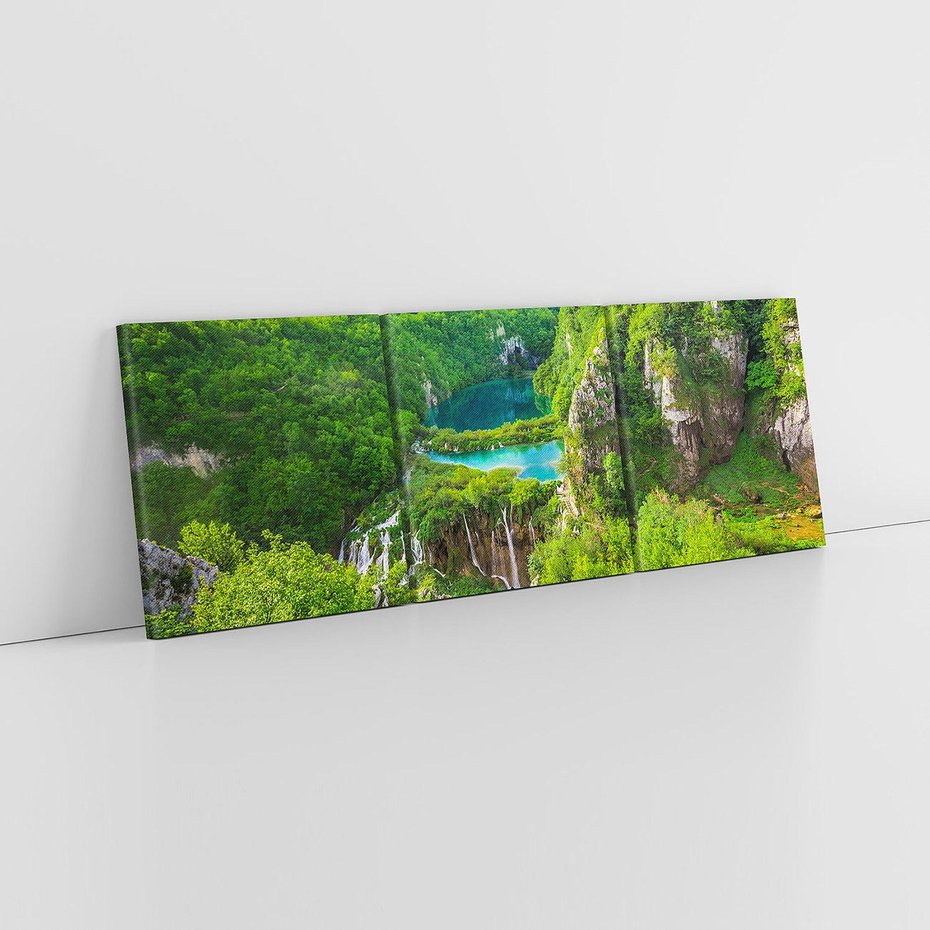 Obraz na płótnie 120x40 - Jeziora Pitwickie: urok Chorwacji - Jeziora, Pitwickie