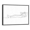 Obraz w ramie 70x50 - Postać na Łóżku - one line art, szkic - rama czarna