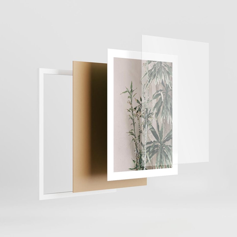 Plakat w ramie 30x40 - Egzotyczna Kompozycja - liście, rośliny tropikalne na tle ściany - rama biała