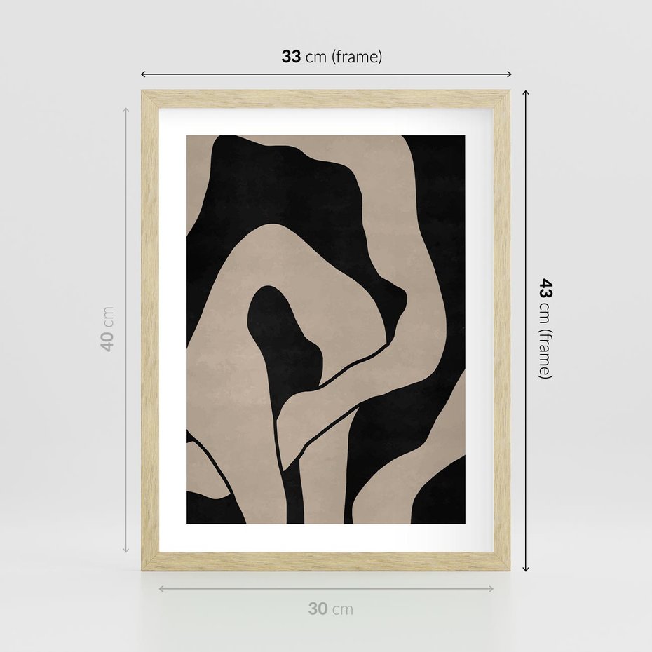 Plakat w ramie 30x40 - Nocne Pochłonięcia - abstrakcyjne linie, mroczny plakat - rama drewno