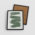 Plakat w ramie 40x50 - Zielone Refleksje - abstrakcja, zgaszony zielony kolor - rama czarna