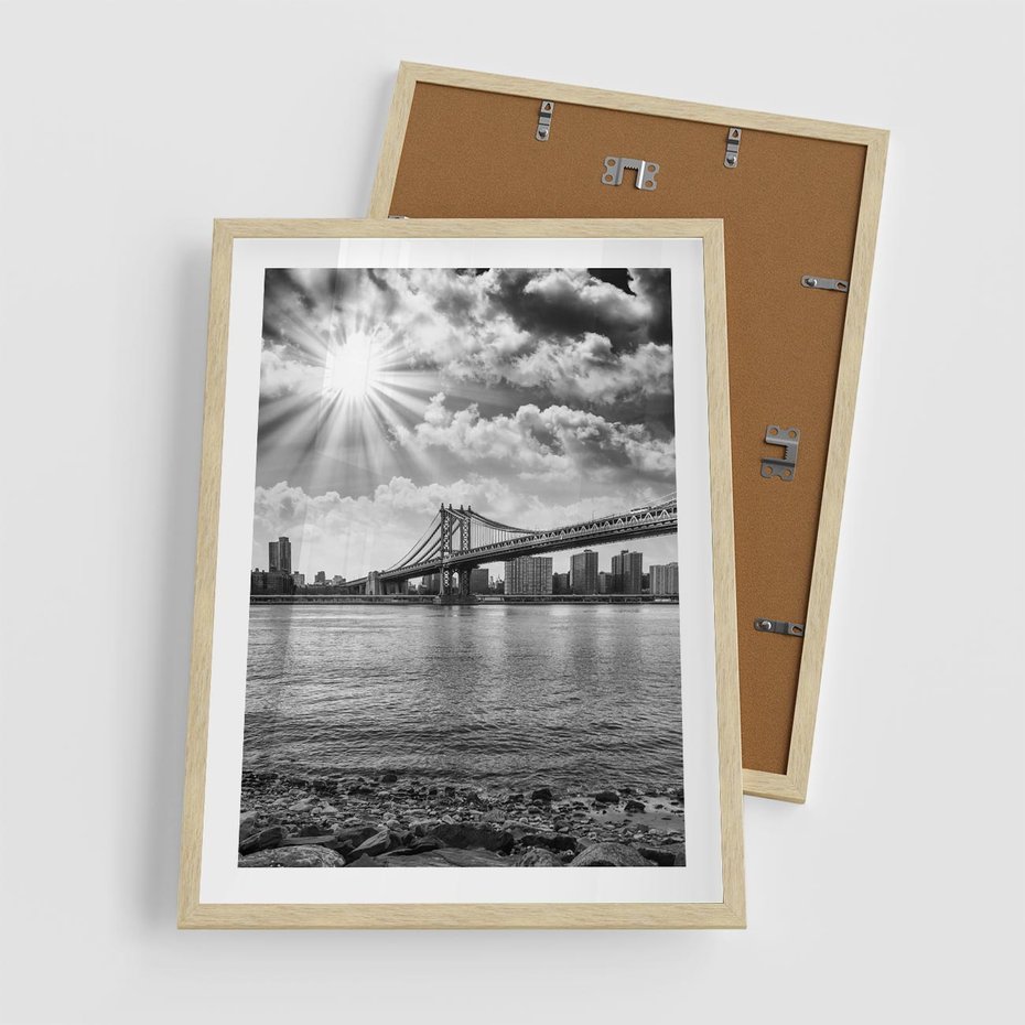 Plakat w ramie 50x70 - Most w Mieście - most, miasto - rama drewno