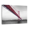 Obraz na płótnie 120x80 - Majestatyczny Most - czarno biała fotografia, czerwony stalowy most nad rzeką