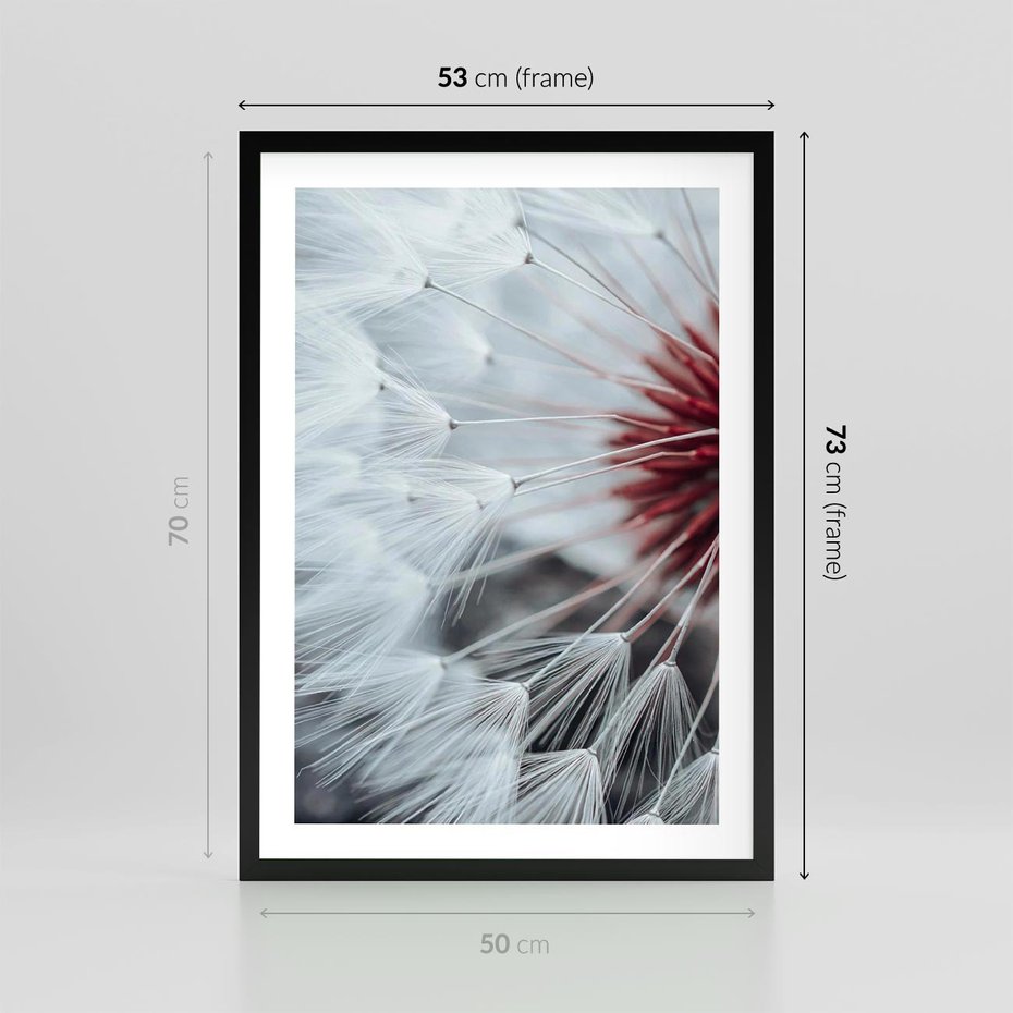 Plakat w ramie 50x70 - Makro Magii Natury - dmuchawiec, zbliżenie makro - rama czarna