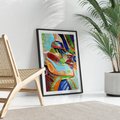 Plakat bez ramy 21x30 - Kolorowe Wnętrza Kształtów - abstrakcyjny portret kobiety, twarz