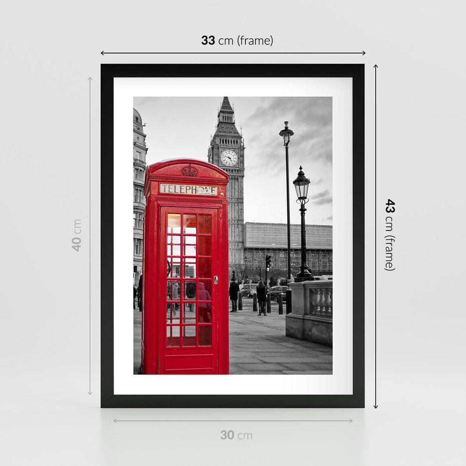 Plakat w ramie 30x40 - Budka w Londynie - Londyn, budka - rama czarna