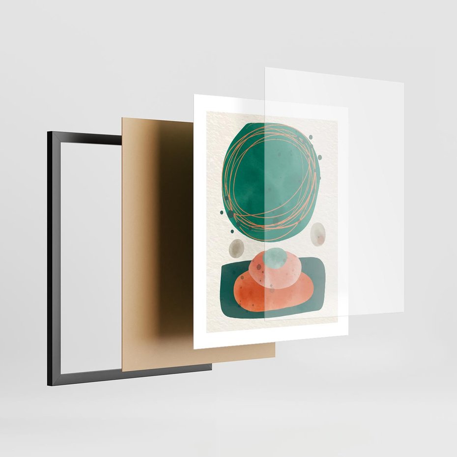 Plakat w ramie 40x50 - Rozmyte Granice - abstrakcyjne plamy, zielony - rama czarna