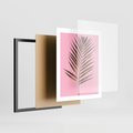 Plakat w ramie 40x50 - Promienie złotej palmy - złota, palma - rama czarna