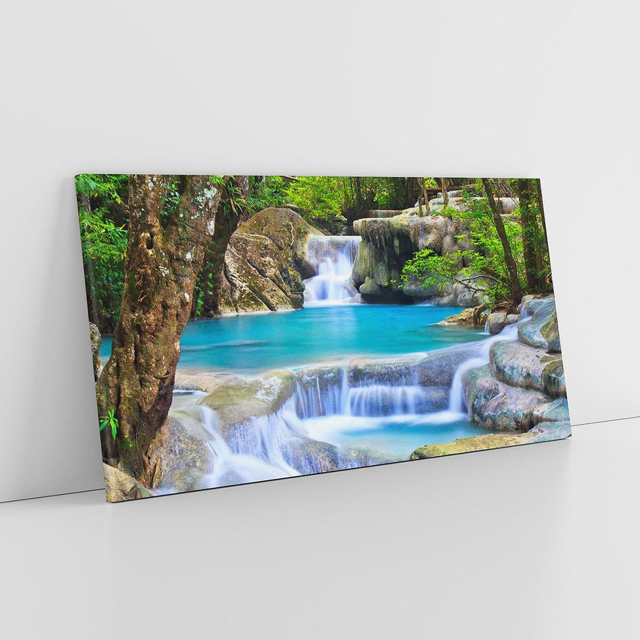 Obraz na płótnie 120x60 - Siła Rzeki i Urok Wodospadu - rzeka, wodospad