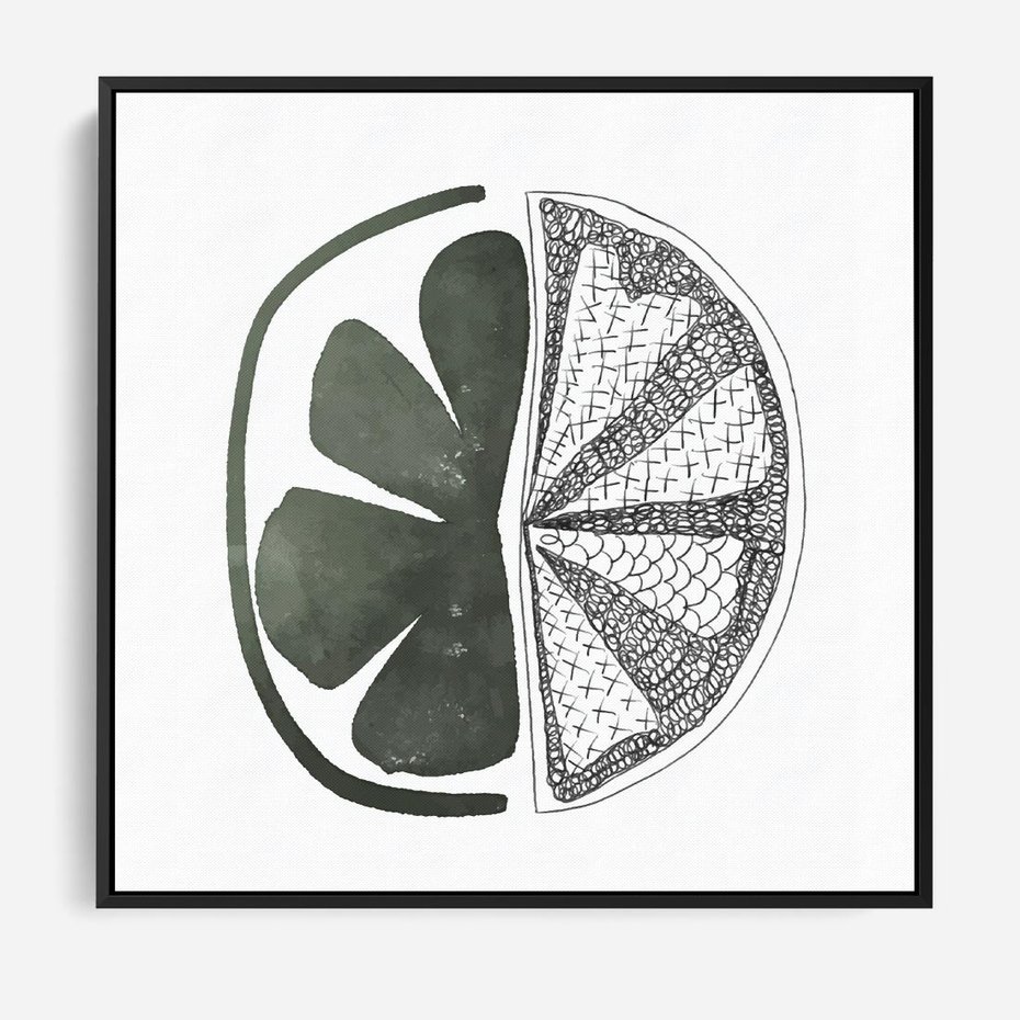 Obraz w ramie 50x50 - Cytrynowe Echo - minimalistyczny plakat, cytryna - rama czarna