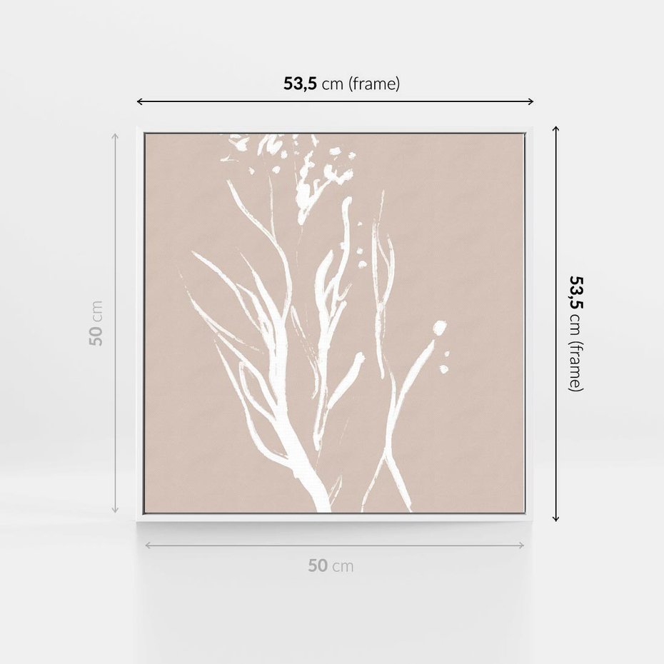 Obraz w ramie 50x50 - Impresje Pastelowych Nastrojów - minimalistyczny delikatny obraz, beżowe odcienie - rama biała