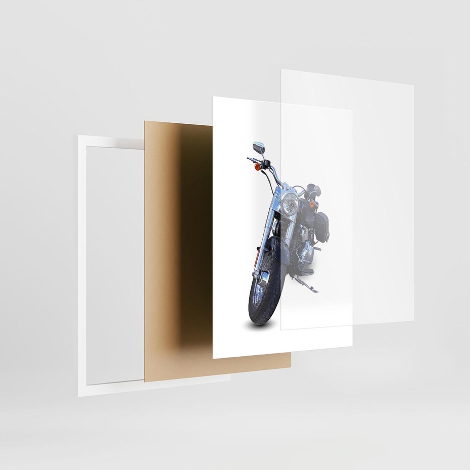 Plakat w ramie 30x40 - Motocykl w ruchu - motor, bike - rama biała