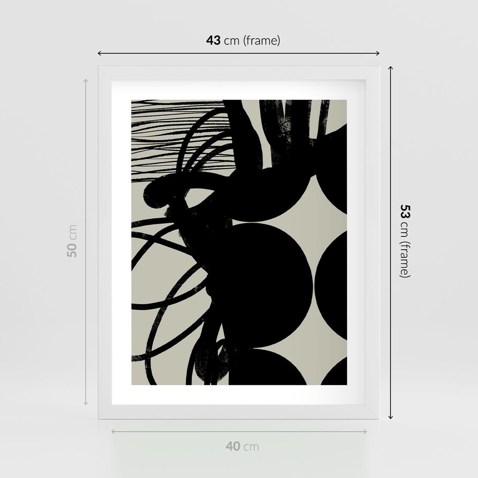 Plakat w ramie 40x50 - Modernistyczne Refleksje - abstrakcja, mroczny klimat - rama biała