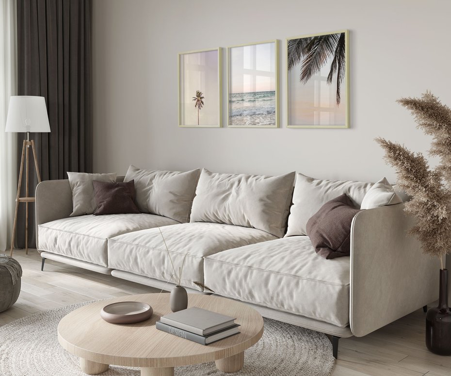 Zestaw obrazy w ramie 50x70 galeria - Tropikalne, palmy, plaża, wakacje - rama drewno