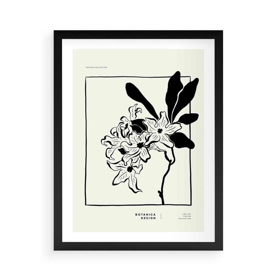 Plakat w ramie 50x70 - Kwiatowe przestrzenie - kwiat, grafika - rama czarna