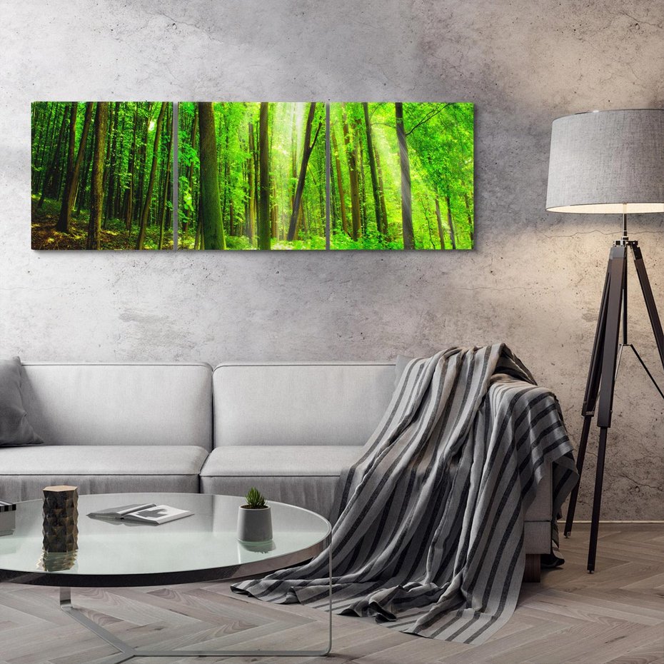 Obraz na płótnie 120x40 - Spacer po urokliwej dróżce w lesie - las, dróżka