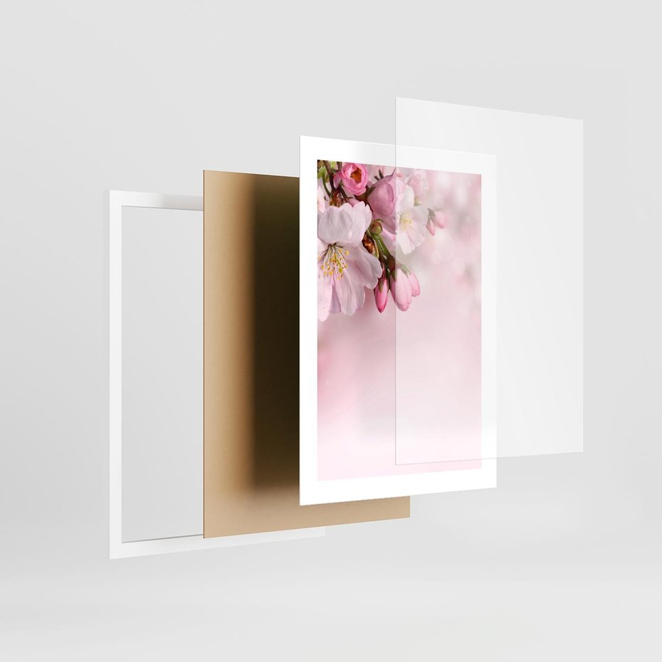 Plakat w ramie 30x40 - Kwitnąca wiśnia: delikatność natury - kwitnąca, wiśnia - rama biała