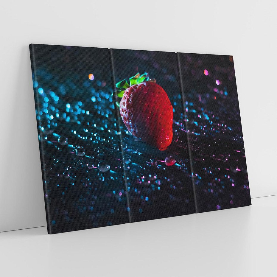 Obraz na płótnie 120x80 - Truskawka Kropelkowy Urok - truskawka, krople