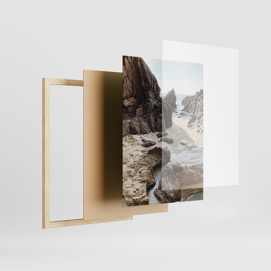 Zestaw obrazy w ramie 30x40 galeria - Morze, plaża, klify - rama drewno