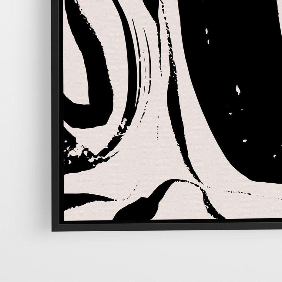 Obraz w ramie 50x50 - Wibracje w ciemnościach duszy - czarno biała abstrakcja, nieregularne rozmyte linie - rama czarna