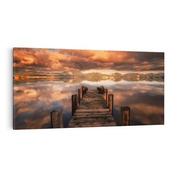 Obraz na płótnie 120x60 - Spacer po molo nad jeziorem - molo, jezioro