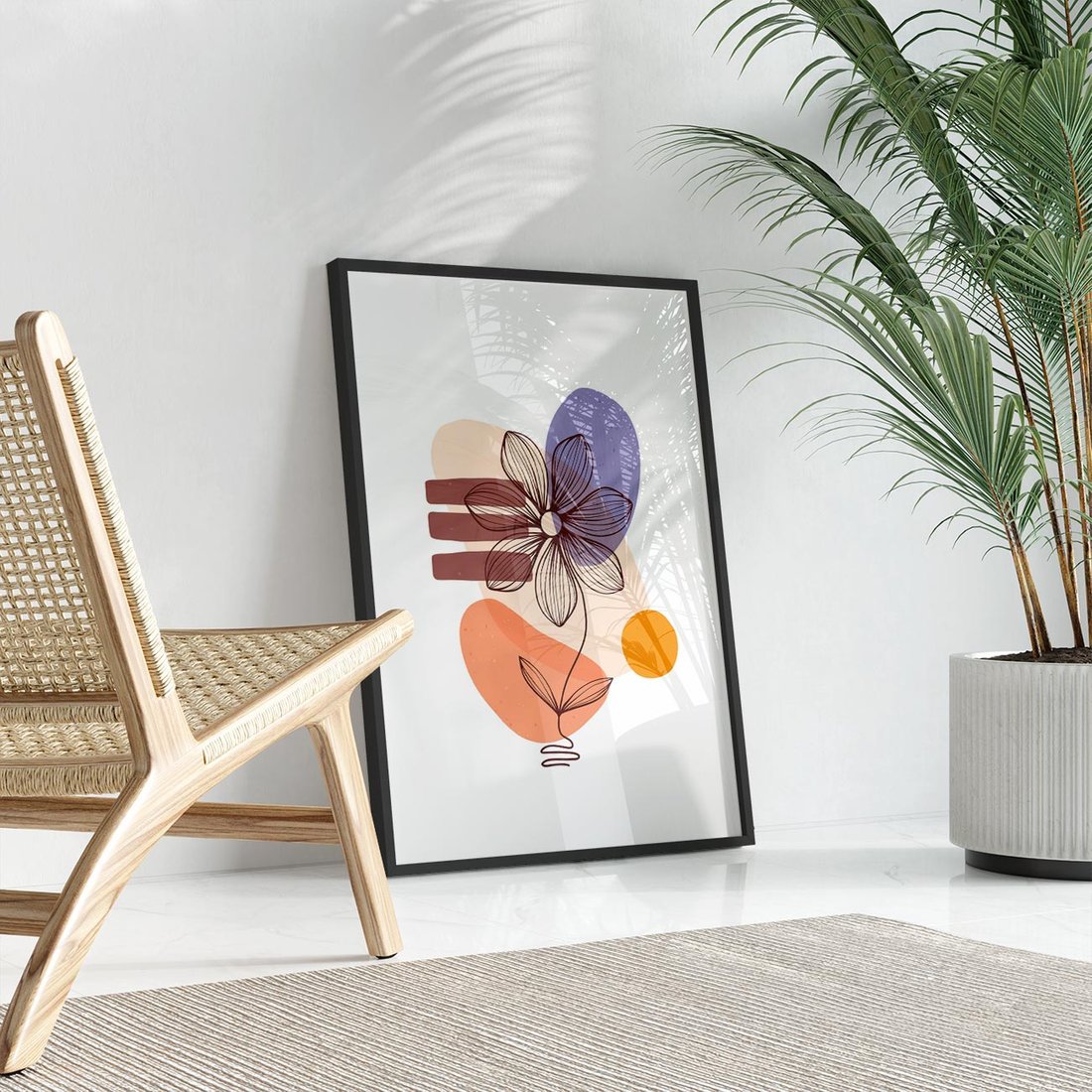 Plakat w ramie 50x70 - Migocące Odbicia Kwiatów - abstrakcyjna sztuka, plamy - rama czarna