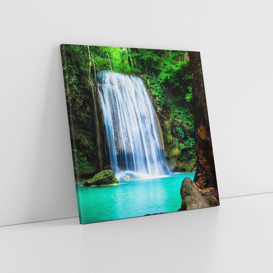 Obraz na płótnie 50x50 - : Moc Natury - wodospad, rzeka
