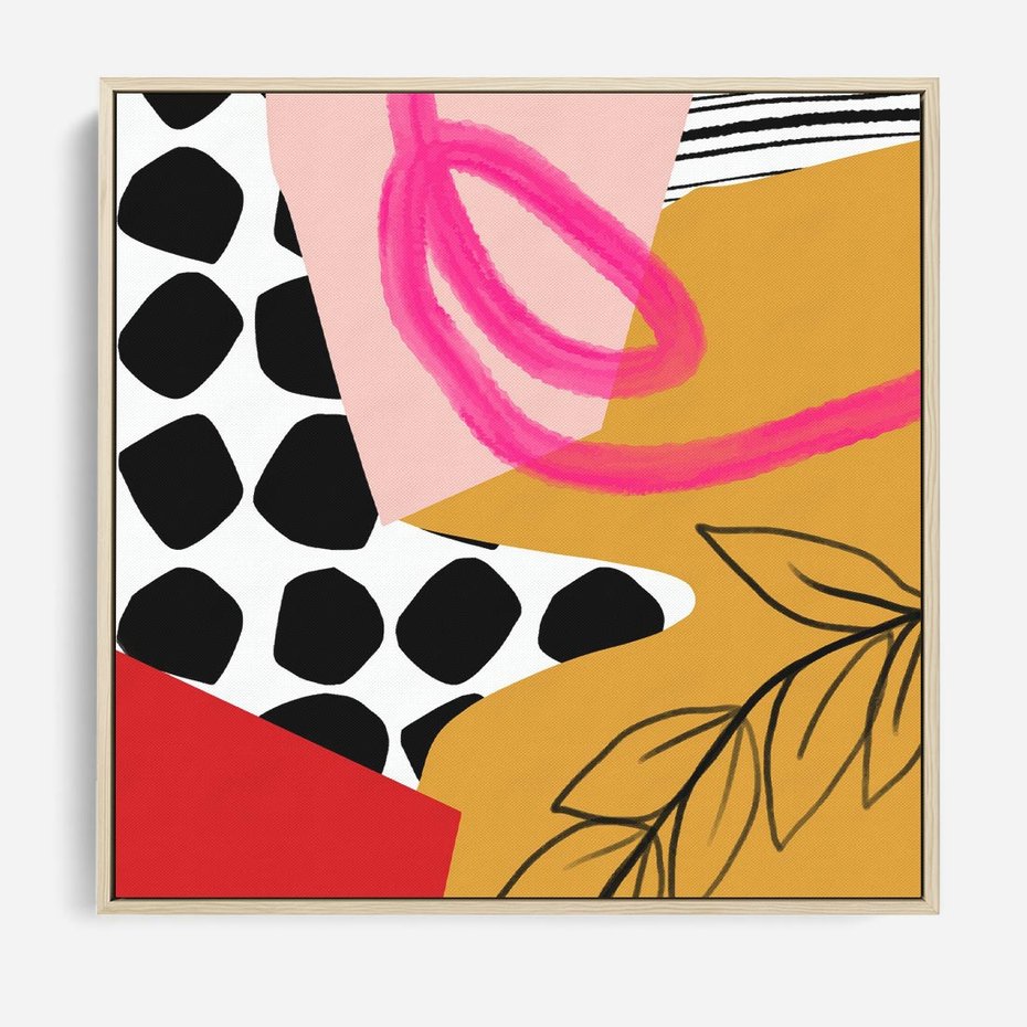 Obraz w ramie 80x80 - Księga Form i Plam - abstrakcyjna kompozycja, różne tekstury - rama drewno