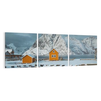 Obraz na płótnie 90x30 - Minimalizm i Urok Natury - skandynawskie, domki