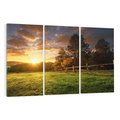 Obraz na płótnie 120x80 - Urok zachodu słońca na łące z drzewami - łąka, zachód