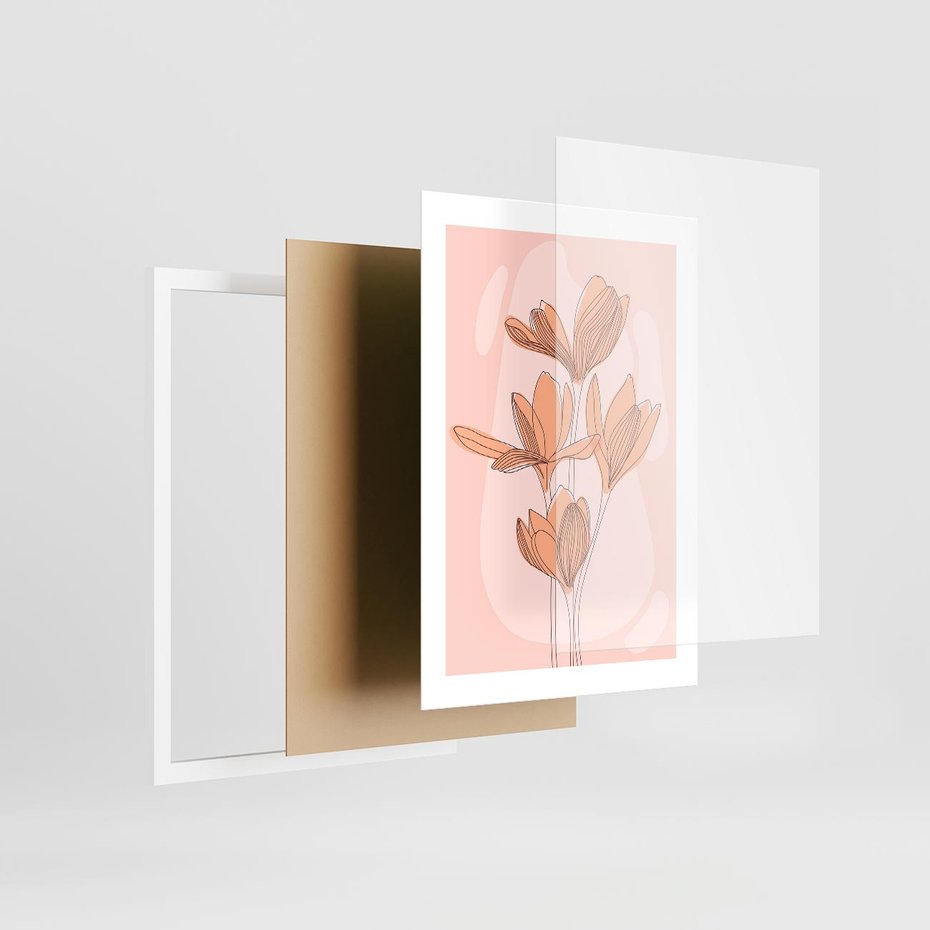 Plakat w ramie 30x40 - Przenikające Kształty - minimalistyczny plakat, pudrowe kwiaty - rama biała