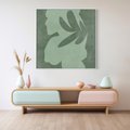 Obraz w ramie 50x50 - Kształty Zieleni - abstrakcyjny kształt, zielony plakat - rama biała