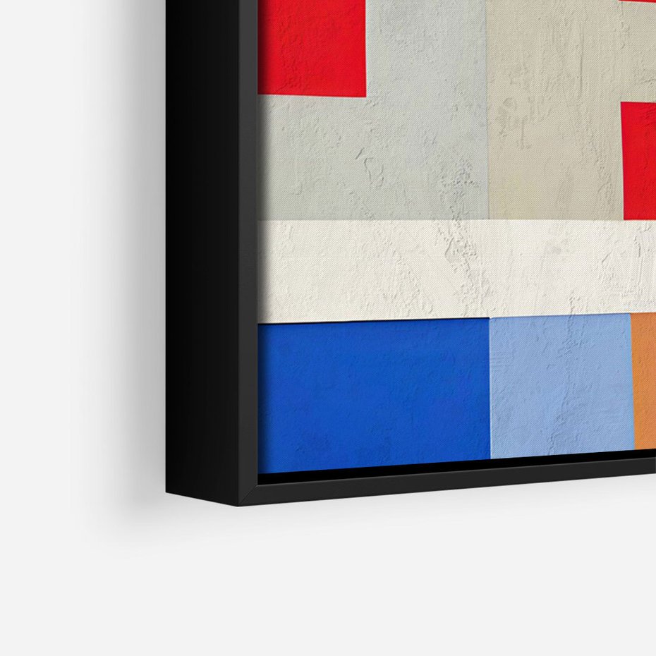 Obraz w ramie 50x70 - Bezczasowe Przenikanie Kształtów - abstrakcyjne geometryczne kształty, olejny obraz - rama czarna